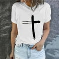 thumbnail image 1 of Daisyyozoid Nouvelles Arrivées Hauts pour Femmes Joyeuses Pâques Lettrage Imprimé Col Rond Manches Courtes Haut Manches Courtes Col Rond Chemise, 1 of 5