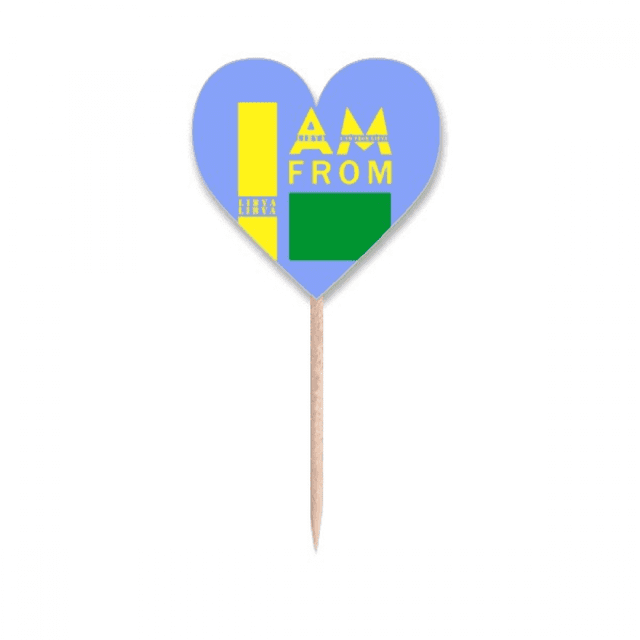I Am From Libya Art Deco Fashion Toothpick Flags Heart Lable Cupcake Picks