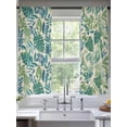 thumbnail image 5 of Green Palm Leaf Semi Sheer Window Curtains 63 Inches Long, Tropical Plants Retro Pastoral Summer Rod Pocket Voile Silky Chiffon Curtain Light Filtering Drapes for Living Room, 52"x63", 2 Panels, 5 of 9