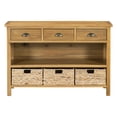 thumbnail image 4 of Retro Console Table with 3 Storage Drawers, Entryway Table with 3 Water Hyacinth Woven Baskets,Wooden Accent Sofa Table Buffet Cabinet for Entryway, Hallway and Living Room (Natural), 4 of 11