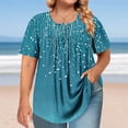thumbnail image 2 of Cinvoph T-Shirts d'Été Grande Taille pour Femmes Col Rond Imprimé Manches Courtes Hauts Décontractés Blouses de Bureau Amples, 2 of 6