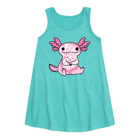 Instant Message - Tie Dye Axolotl - Toddler & Youth Girls A-line Dress