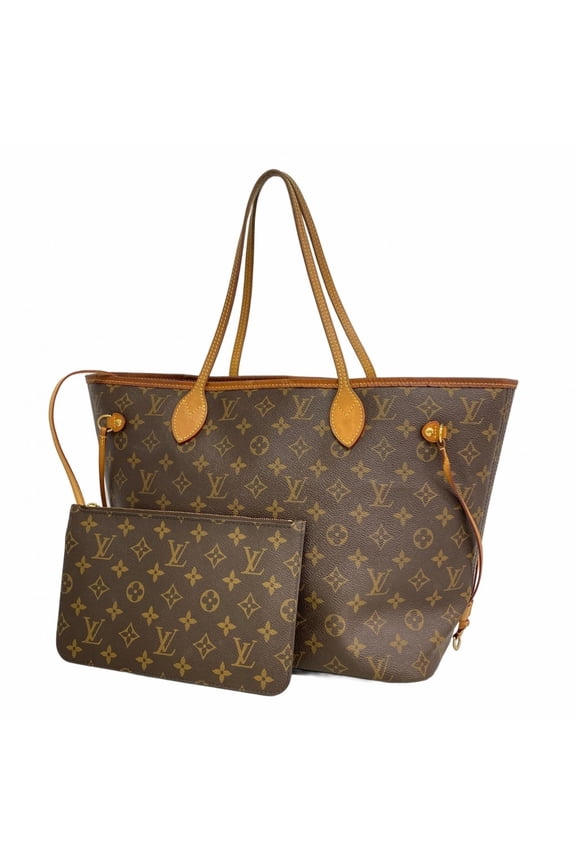 Pre-Owned Louis Vuitton Monogram Neverfull MM Tote Bag M40996 Brown Fuchsia Women's