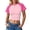Hot Pink, variant on Women's Korean Style Fashion Short Sleeve T Shirts for Women Casual Crew Neck Blouses for Women Basic Daily Wear Tee Grey,M