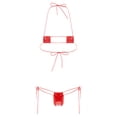 thumbnail image 3 of MSemis Women's Extreme Shiny Metallic Micro Bikini Set Mini Thong Swimwear Bathing Suit Type A Red One Size, 3 of 4