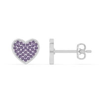 Natural Amethyst Heart Stud Earrings for Women in Sterling Silver, February Birthstone Jewelry Gifts for Her Birthday, Wedding Anniversary, Party, Graduation, Christmas, Mothers Day, Valentines