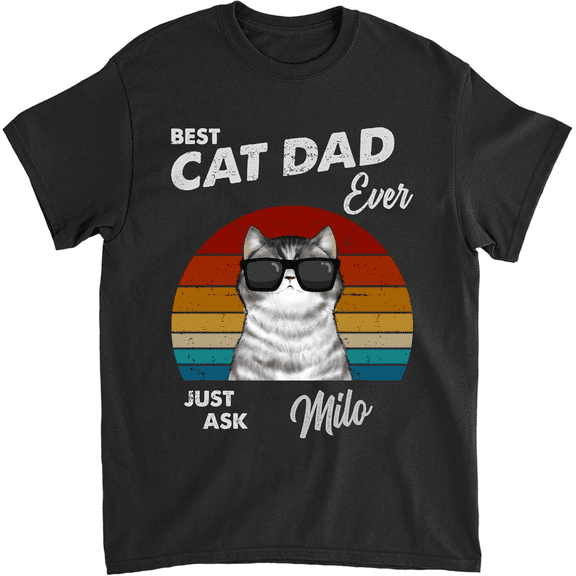 Personalized Shirt for Cat Dad Custom Name Tshirt Gift for Dad, Men