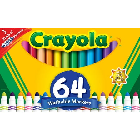 Crayola Washable Broad Line Markers with Gel FX Markers, 64 Count
