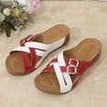 thumbnail image 4 of HNMKIU Women Sandals Casual Strap Slide Style Open Toe Design Comfortable Slippers for Women Indoor Outdoor Relaxation Lightweight Summer Shoes Red,9.5, 4 of 9