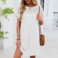 thumbnail image 4 of vigerkar Women's 2026 Summer Casual Short Dresses Embroidered Lace Short Sleeve Boho Mini Dress Beach Vacation Clothes (White, XL), 4 of 9