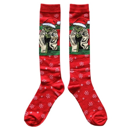 Star Wars Yoda Santa Cap Junior/Women's Christmas Socks Shoe Size 4-10