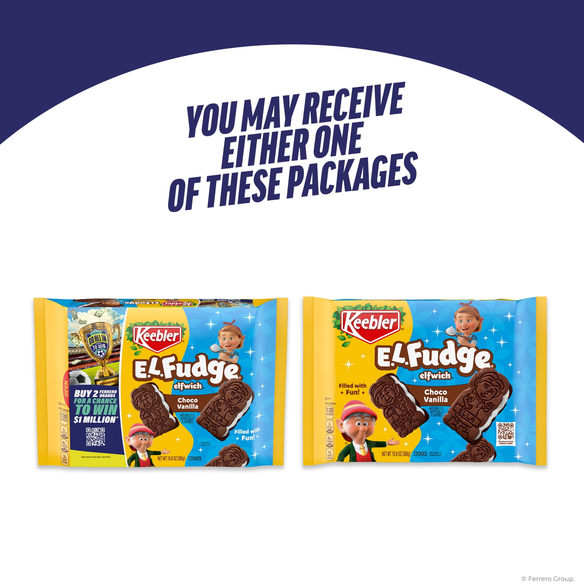 (12 pack) Keebler E.L. Fudge Elfwich Cookies, chocolate-y and vanilla flavor Sandwich Cookies, Fun Shaped Treat, 10.8 oz Pack