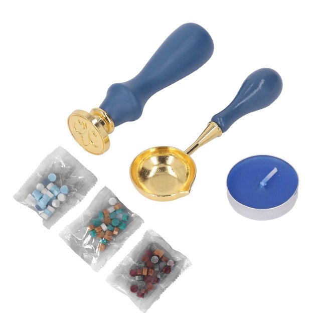 Kit de Cera de Sellado, Caja de Regalo de Kit de Setas de Cera Azul Oscuro para Sobres