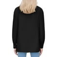 thumbnail image 3 of Women Button Down Shirts Long Sleeve V Neck Solid Color Tops Casual Collared Office Blouse with Chest Pockets, 3 of 6