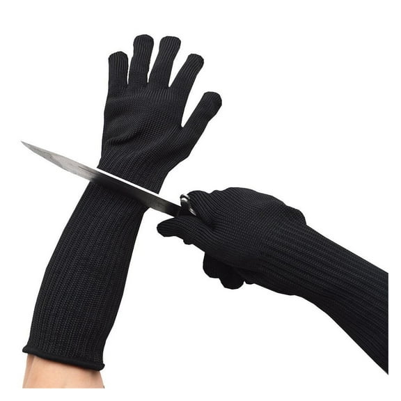 1Pair Long Anti-cut Working Gloves Metal Stainless Steel Wire Cut Resistant Gloves Anti-knife Tactical Butcher Protective Gloves ,Wear Resistant