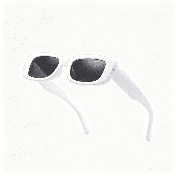 HBMYN Vintage Rectangle Sunglasses for Women Men 90S Fashion Narrow Square Frame Eyewear Uv400 Protection Classic White Sunglasses
