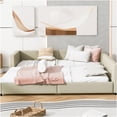 thumbnail image 2 of Modern Convertible Daybed with Upholstered Platform, PU Leather Queen & Twin XL Sofa Bed with Detachable Safety Rails, 2 of 10