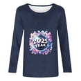 thumbnail image 4 of Styesk Chemises à Manches Longues pour Femmes Nouvel An T-shirt Décontracté Imprimé Col Rond Manches Longues, 4 of 4
