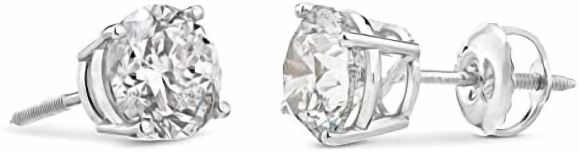 The Diamond Channel CERTIFIED 1 to 6 Carat LAB GROWN Solitaire Diamond Stud Earrings Round Cut 4 Prong Screw Back (F-G Color, VS1-VS2 Eye Clean Clarity)