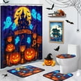 thumbnail image 2 of Happy Halloween Bathroom Set with Shower Curtain sets and Rugs Accessories, Cute Ghost Fall Shower Curtain, Pumpkin Treat or Trick Creepy Bathroom Decor 4 Pcs, 2 of 8