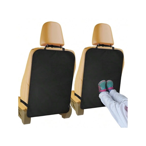 2Pcs Car Seat Back Protector Kick Pad Prevents Abrasion Dirt Stains Easy Clean Black Seat Cover Rear Seat Protective Equipment Black Kick Pad Without Pocket