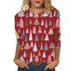 thumbnail image 2 of Pntutb Mujeres Casual Imprimir Navidad suelta tres cuartos manga cuello redondo tops Pntutb Pntutb-4094, 2 of 5