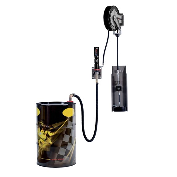 Wolflube Wall Mount Oil Set for 55 GAL Drums - 3:1 - 30ft Hose Reel