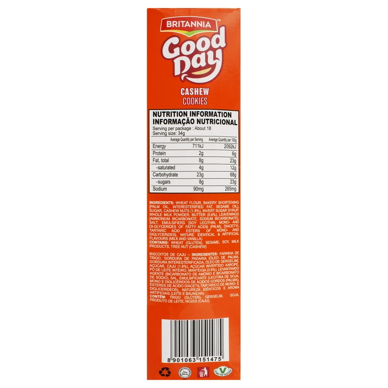 Britannia Good Day Cashew Cookies, Family Pack, 21.2 oz - Walmart.com