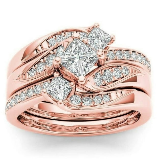 Anillos para mujer, regalos para mujer, oro rosa, diamante blanco natural, joyería romántica para bodas, anillo