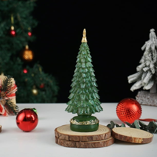 Arbol Navideño Pequeño, Christmas Tree Resin Crafts, Home Decor Desktop Scenes, Christmas Decorations, Small Artificial Tree, for Bedroom, Foldable, Portable, Resin Material, for Office