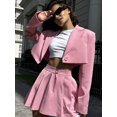 thumbnail image 1 of Conjunto de dos piezas de falda rosa, Blazer corto, chaqueta con cuello vuelto Y2K, minifalda de línea Ultra A, novedad, 1 of 5
