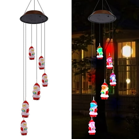 

Wind Chime Santa Claus Pendant Waterproof Plastic Color Changing Spiral Spinner Christmas Decorations Black Plastic