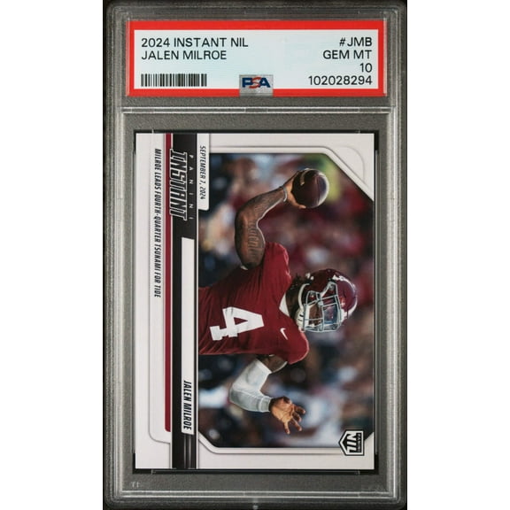 Graded 2024 Panini Instant NIL Jalen Milroe #JMB Rookie RC Football Card PSA 10 Gem Mint