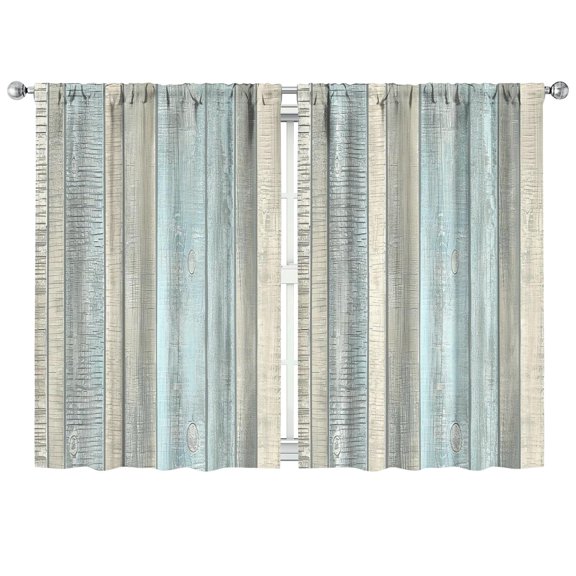 Vintage Teal Wood Grain Curtains-Blackout Curtains Bedroom Decor Living Room Darkening Grommet Window Drapes 2 Panels Set 42x63 inch
