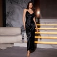 thumbnail image 5 of ylioge Womens Lace Splice Satin Pajama Sets 2 Piece Lightweight Sleeveless Tank Tops Straight Leg Pants Solid Color Loungewear Homewear Pajamas Set, 5 of 6