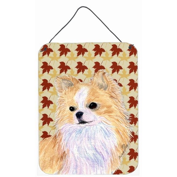 Chihuahua Fall Leaves Portrait Aluminium Metal Wall Or Door Hanging Prints - 12 x 16 in.