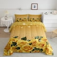 thumbnail image 2 of Yellow Rose Comforter Set Diamond Crystal Fluid Art Bedding Sets Full,Abstract Ombre Down Comforter Romantic Garden Flowers Duvet Insert,Boho Floral Bohemian Decor, 2 of 7