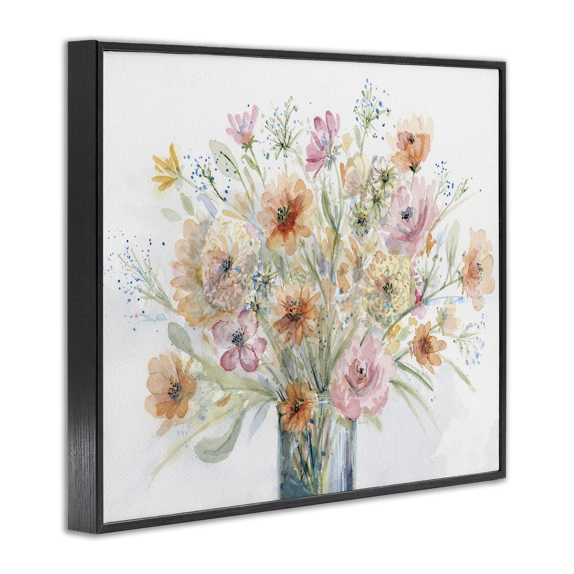 Stupell Industries Peach Pink Bouquet Botanical & Floral Painting Black Framed Art Print Wall Art, 30 x 24