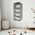 thumbnail image 2 of Unique Bargains 1 Pc Closet Organizer Durable Four-Tier Wall Hanging Storage Bag Gray, 2 of 6