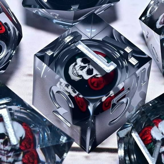 DND Resin Dice 7-Piece Set for Dungeons and Dragons DND 5e RPG Gift, Board Game Tabletop Role Playing Dice Game, Birthday Gift, Christmas, Thanksgiving, Halloween