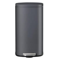 Stainless Steel Trash Can 8 Gal, Step Waste Bin with Lid & Inner Bucket, Soft-Close Kitchen Garbage Can for Bathroom, Bedroom, Home - Grey