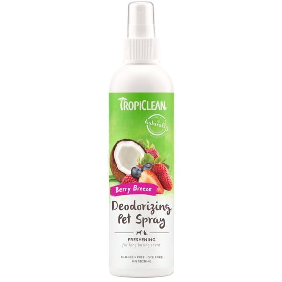 TropiClean Berry Breeze Deodorizing Spray for Pets, 8oz, leather