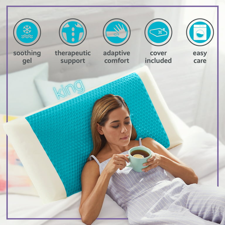 Comfort Revolution Originals Blue Bubble Gel + Memory Foam Cooling Bed  Pillow, Standard Size 