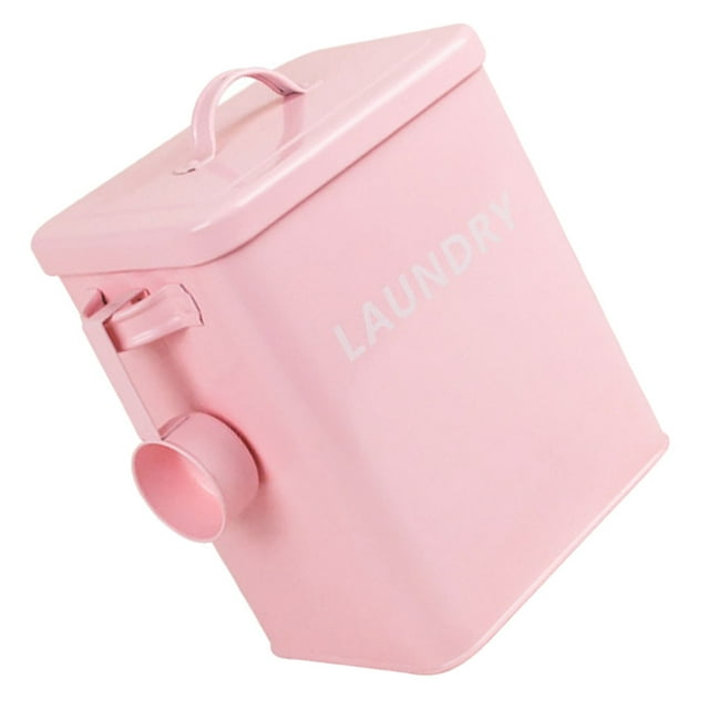 SHINYPASING 1Set Pink Iron Laundry Detergent Storage Box for Homeowners