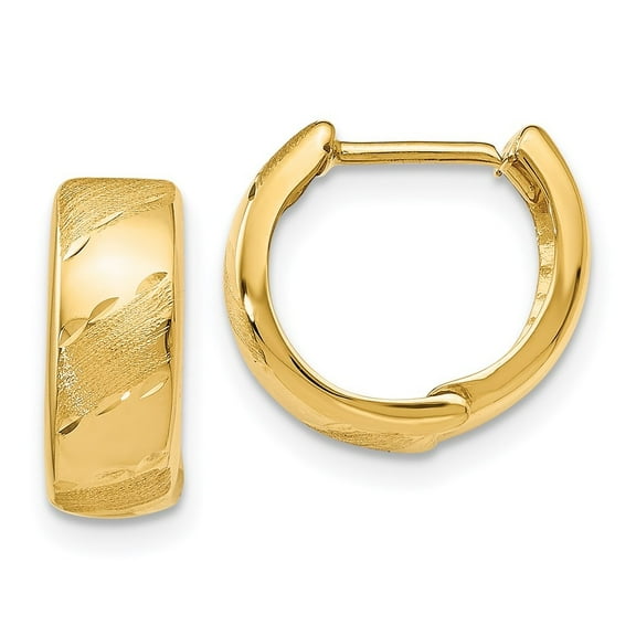 Auriga 14k Yellow Gold Satin Hinged Hoop Earrings for Women (L-12mm, W-13mm)