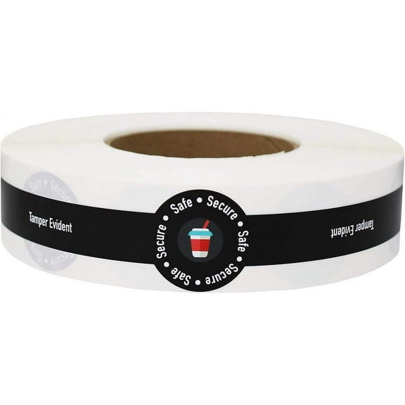 Safe Secure Tamper Evident Proof Seals for Food Safety - to-Go Drink Stickers with Secure, Easy to Peel Stickers, 1 x 9 Inch, 500 Total Labels on a Roll