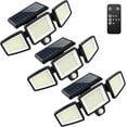 thumbnail image 1 of Solar Outdoor Lights 2500LM 210 LED Security Lights with Remote Control,3 Heads Motion Sensor Lights, IP65 Waterproof,270° Wide Angle Flood Wall Lights with 3 Modes(3 Packs), 1 of 4