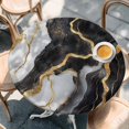 thumbnail image 3 of Abstract Marble Round Fitted Table Cover Gold Texture Simple Black White Modern Waterproof Table Cloth with Elastic Edge Wipeable Tablecloth for Picnic Camping Party Fits 36"-44" Diameter, 3 of 8