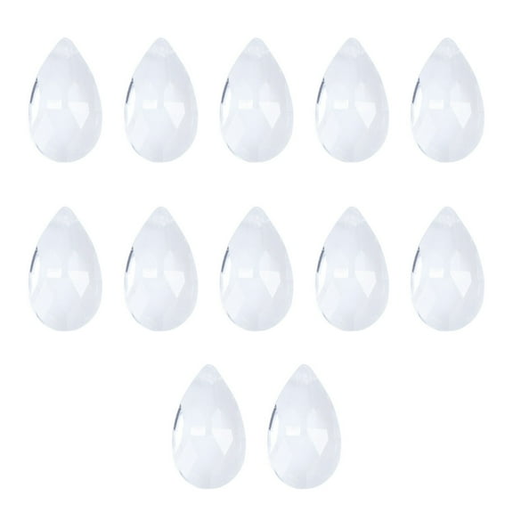 Raindrops 12 Pcs Glass Bead Curtain Pendant Beads Chandelier Light Prism Clear Colored