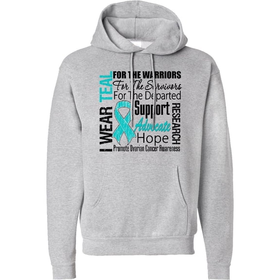 Inktastic Ovarian Cancer I Wear Teal Ribbon Tribute Adult Hoodie Sweatshirt